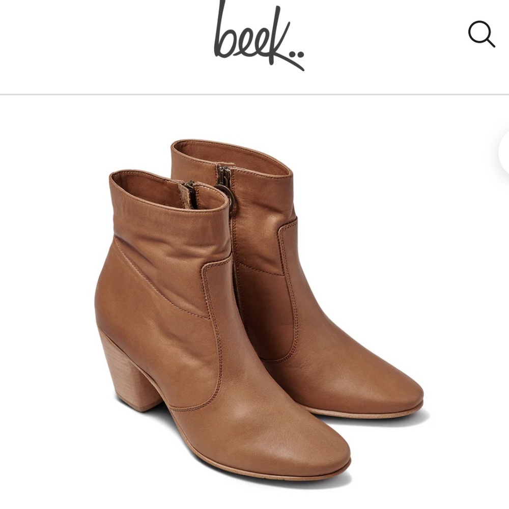 Beek Catbird Tan Leather Heeled ankle Boots 8